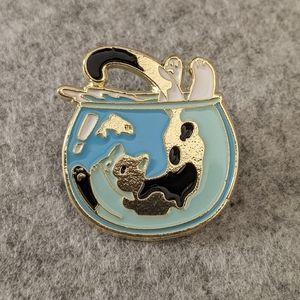 Fish Bowl Cat Pin